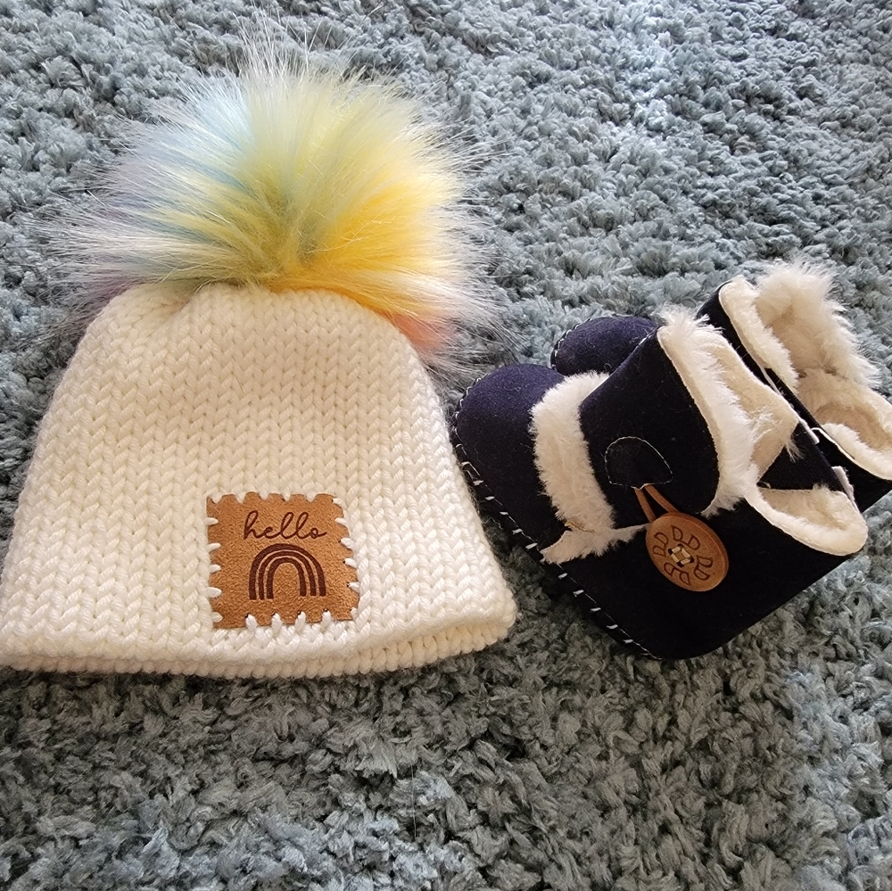 Winter baby beanie and boot duo